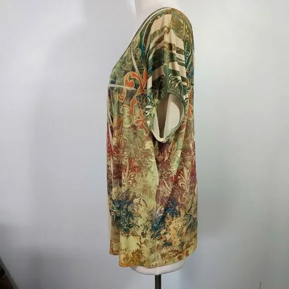 Maurices Shirt Top Flowy Stretch Boho Hippie Womens Plus Size 3X Short Sleeve - Picture 4 of 11